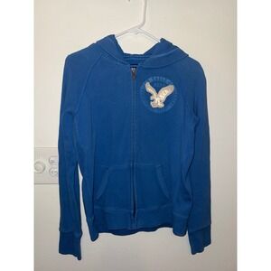 American Eagle Full Zip Sweatshirt Full Zip Hoodie Sky Blue Size M Vintage Y2K